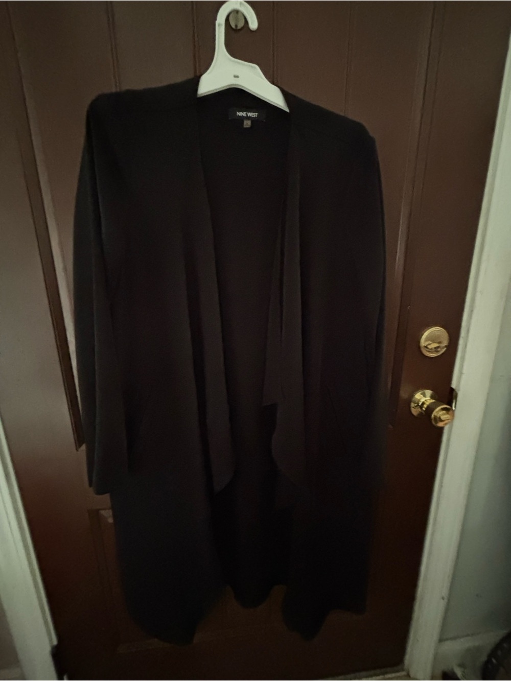 Nine West Black Draped Open-Front Cardigan